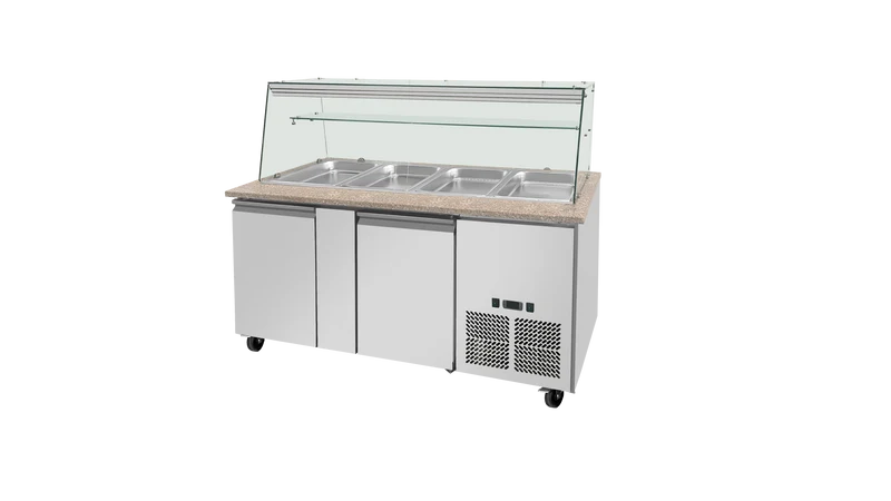 Saladette réfrigérée Boisée - 2 portes, GN1/1 x 4 - 2 portes - Skyrainbow THSAI158RG