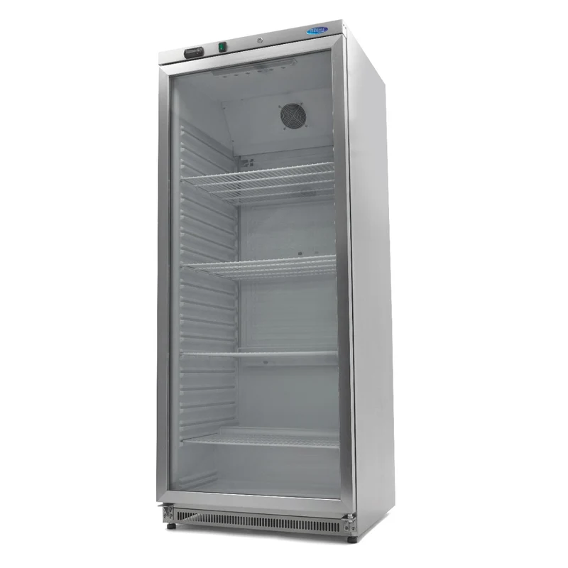 Armoire positive - 600 L - acier inoxydable - avec porte en verre