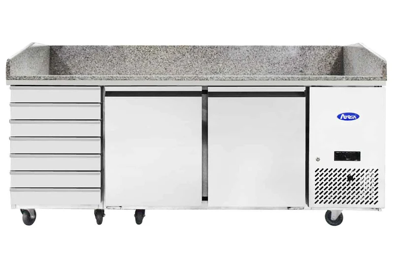 Table à Pizza 2 Portes + 7 Tiroirs - Bacs 600×400