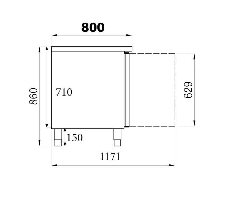 Table Réfrigérée Pâtisserie Inox 2 Portes L1510 600×400 – Réfrigérateur, +2/+8 °C