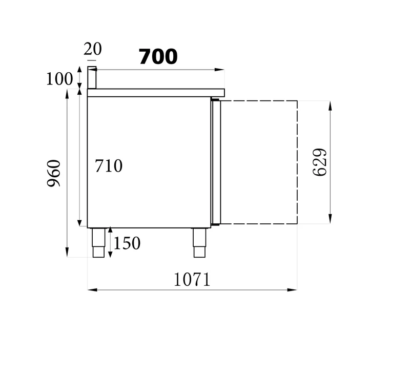 Table Réfrigérée Inox Bord Relevé 3 Portes L1795 – Réfrigérateur, -2/+8 °C