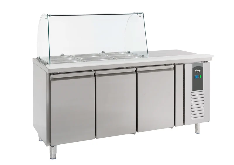 Saladette Réfrigérée Vitrée 3 Portes 3× GN 1/1 – Réfrigérateur, +2/+8 °C