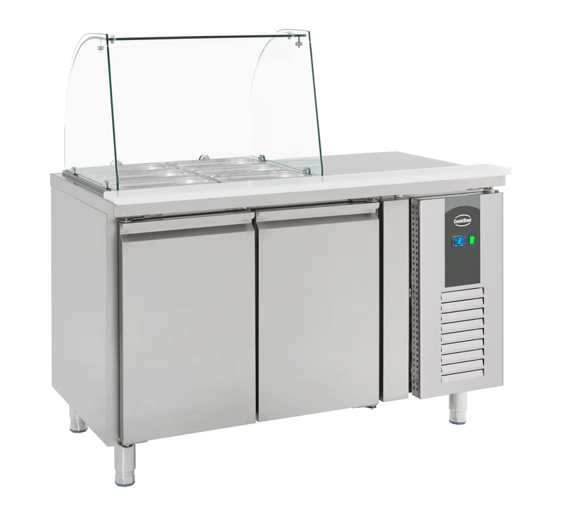 Saladette Réfrigérée Vitrée 2 Portes 2× GN 1/1 – Réfrigérateur, +2/+8 °C