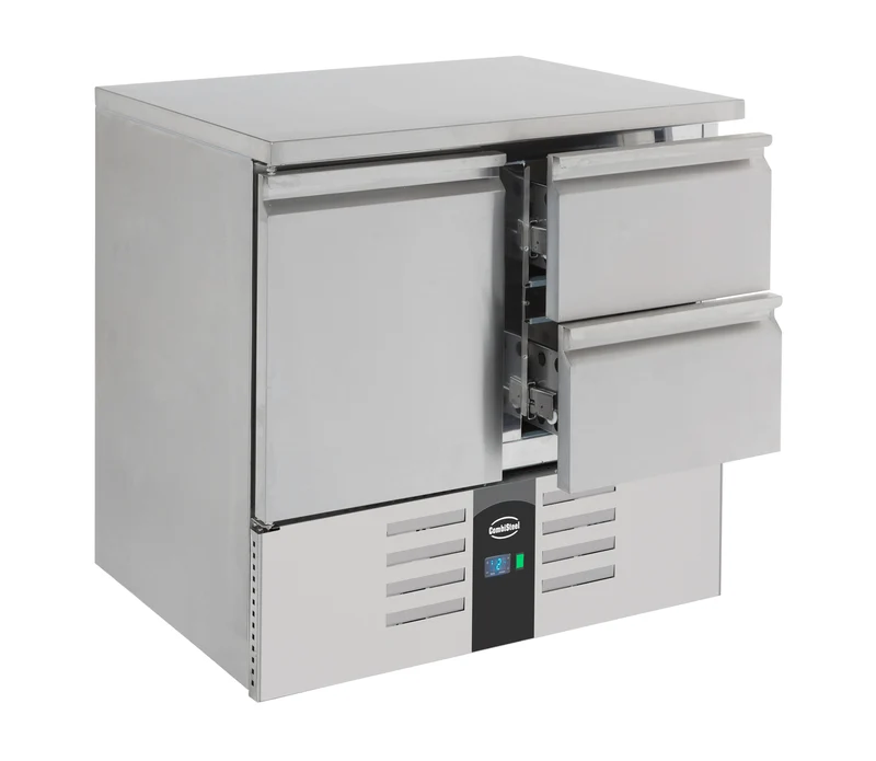Table Réfrigérée Inox 1 Porte 2 Tiroirs L900 Compact Line – Réfrigérateur, +2/+8 °C
