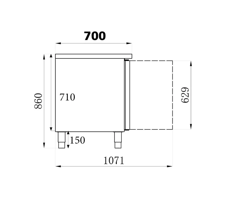 Table Négative Inox 2 Portes L1360 – Congélateur, -10/-20 °C