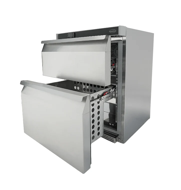 Réfrigérateur Sous Comptoir 2 Tiroirs 101L Tout Inox – Positif, +2/+8 °C