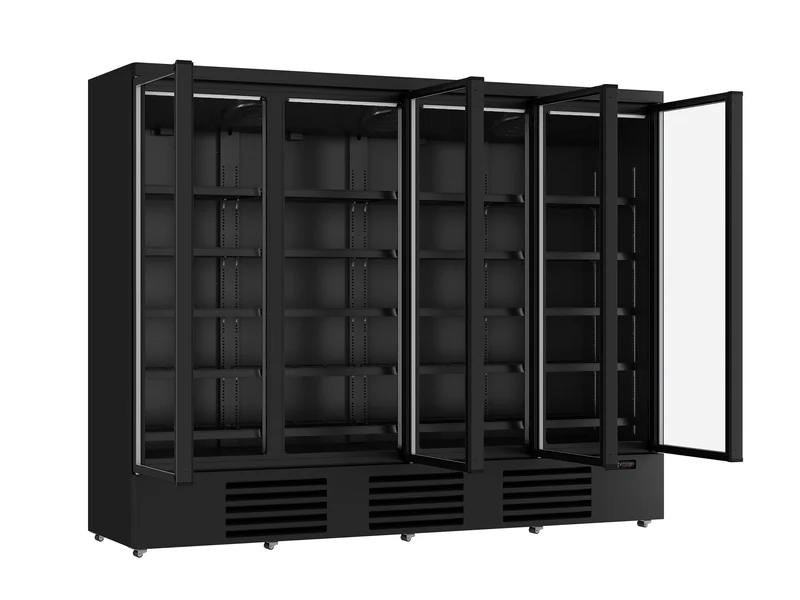 Armoire Réfrigérée Vitrée 4 Portes Jde-2025R Noire – Réfrigérateur, 0/+10 °C