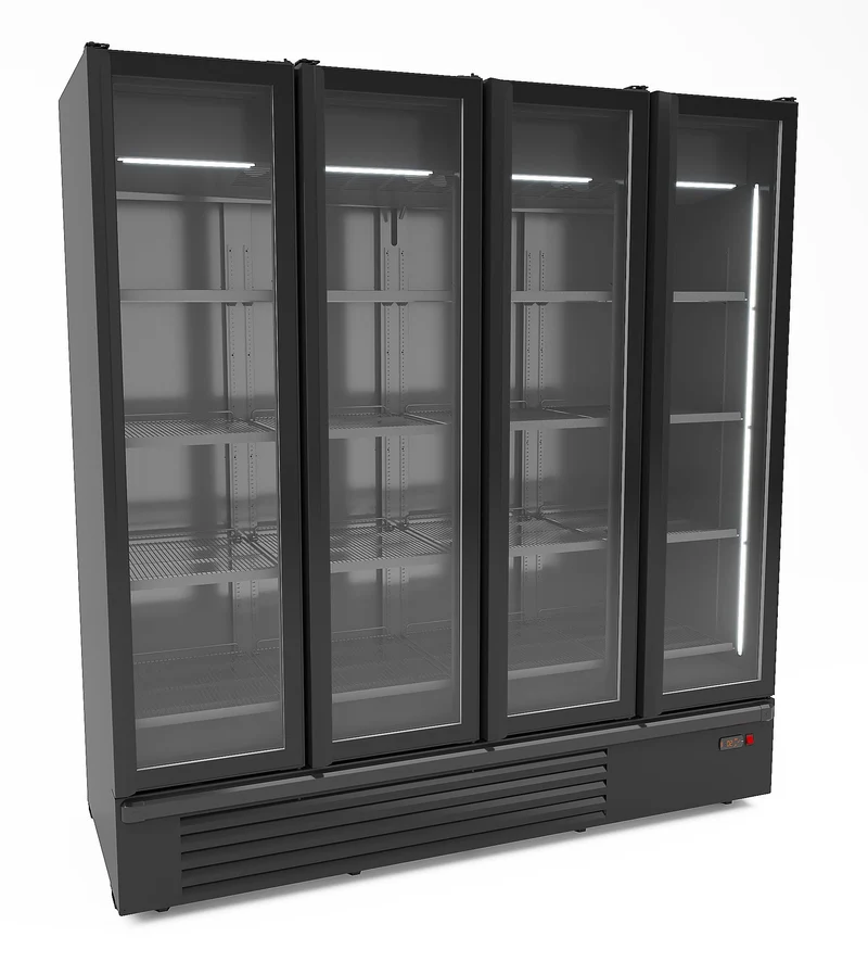 Armoire Réfrigérée Vitrée 4 Portes 1850L Noire – Réfrigérateur Positif