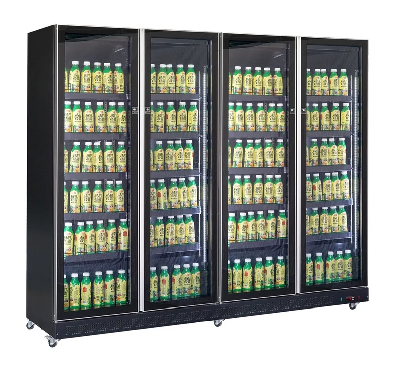 Armoire Réfrigérée Vitrée 4 Portes 1608L Noire – Réfrigérateur, +2/+10 °C