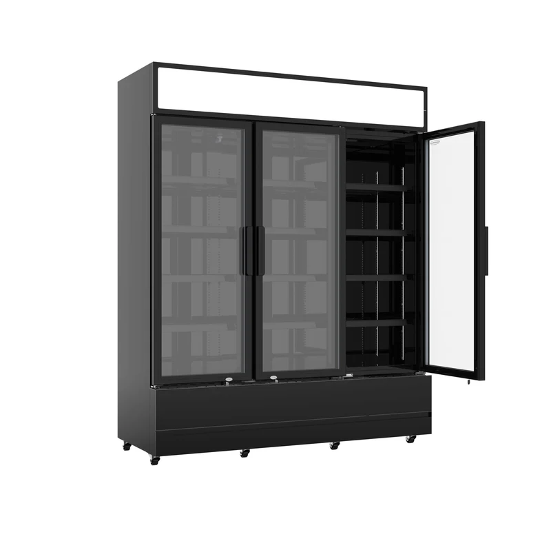 Armoire Réfrigérée Vitrée 3 Portes Fcu-1200 Noire – Réfrigérateur, +1/+10 °C