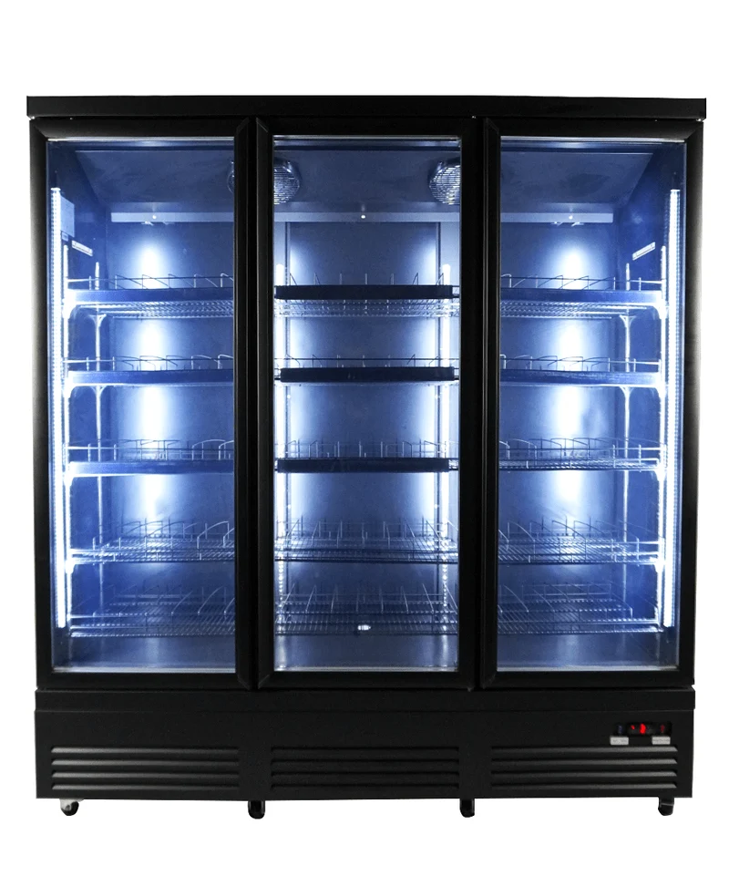Armoire Réfrigérée Vitrée 3 Portes Ceb-1600R Noire – Réfrigérateur, 0/+10 °C