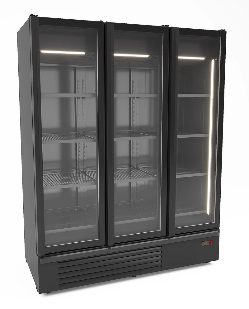 Armoire Réfrigérée Vitrée 3 Portes 1555L Noire – Réfrigérateur Positif