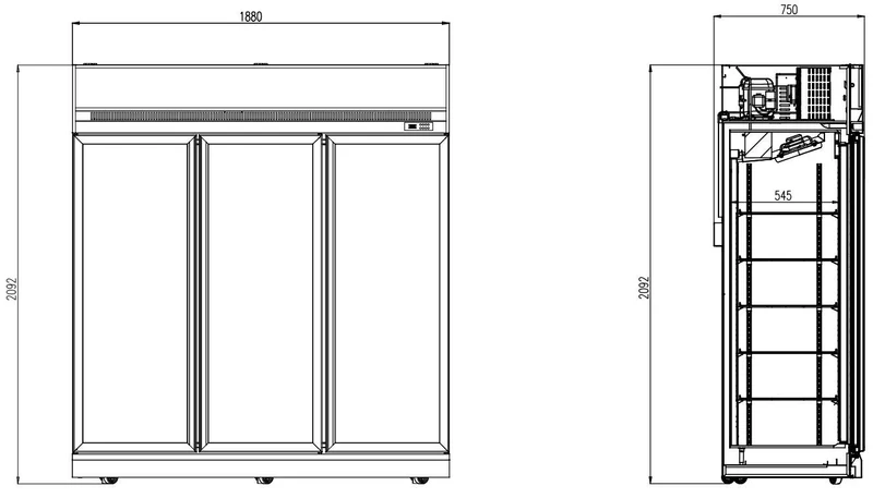 Armoire Réfrigérée Vitrée 3 Portes Ins-1530R Blanche – Réfrigérateur, 0/+10 °C