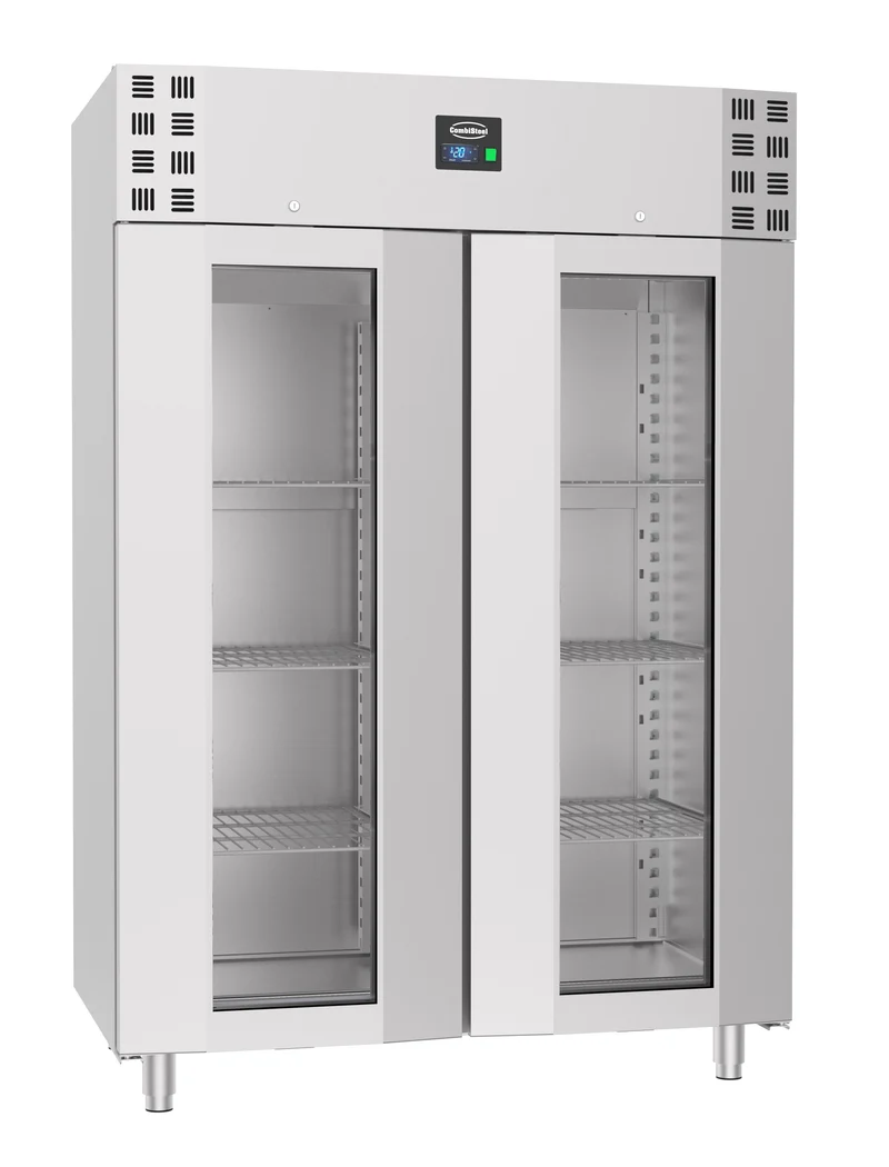 Armoire Négative Inox Vitrée Monobloc 2 Portes 1400L – Congélateur, -10/-22 °C