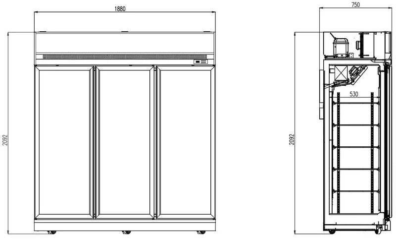 Armoire Négative Vitrée 3 Portes Ins-1530F Noire – Congélateur, -18/-22 °C
