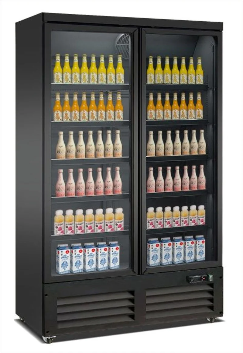 Armoire Négative Vitrée 2 Portes Ceb-1200F Noire – Congélateur, -22/-18 °C