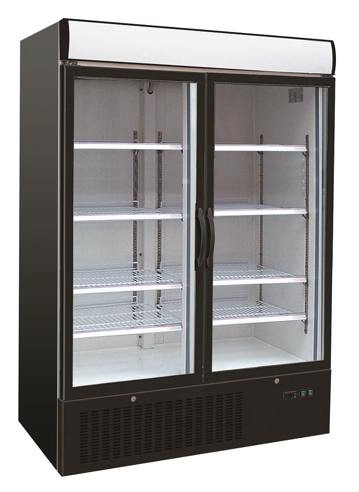 Armoire Négative Vitrée 2 Portes L1210 Noire – Congélateur, -18/-24 °C
