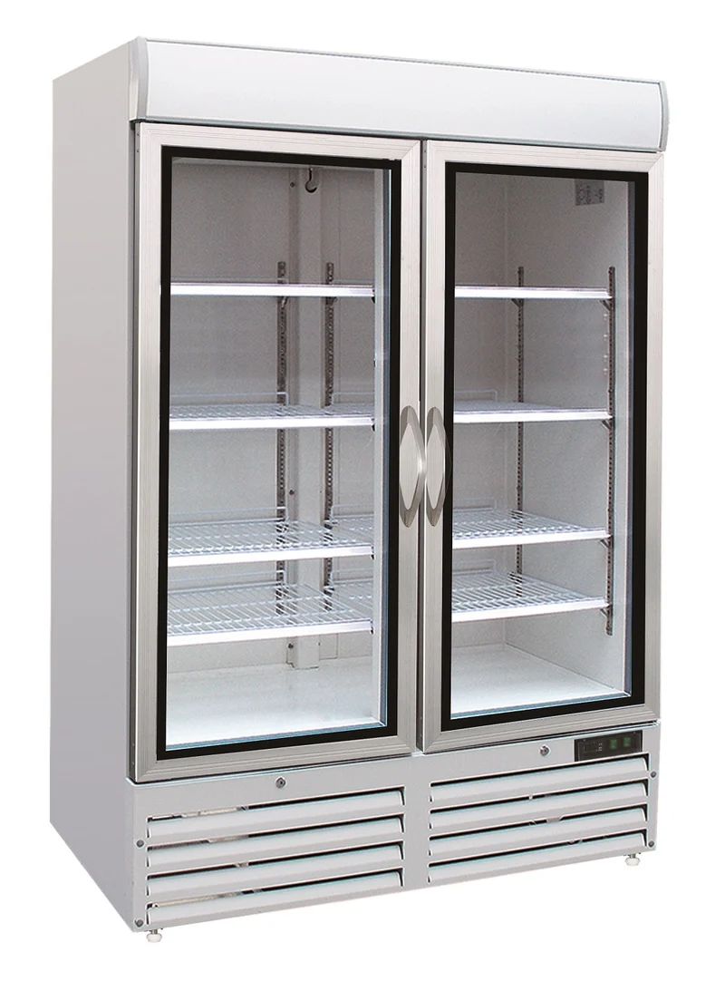 Armoire Négative Vitrée 2 Portes L1370 Blanche – Congélateur, -18/-24 °C