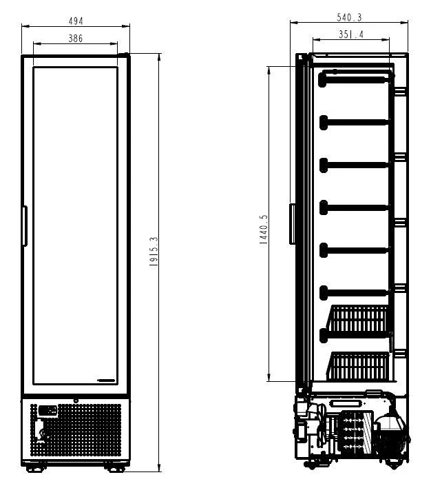 Armoire Négative Vitrée 1 Porte 221L Noire – Congélateur, -18/-24 °C
