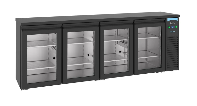 Arrière Bar Réfrigérée Noir 4 Portes En Verre *Transport Sur Demande* L2490