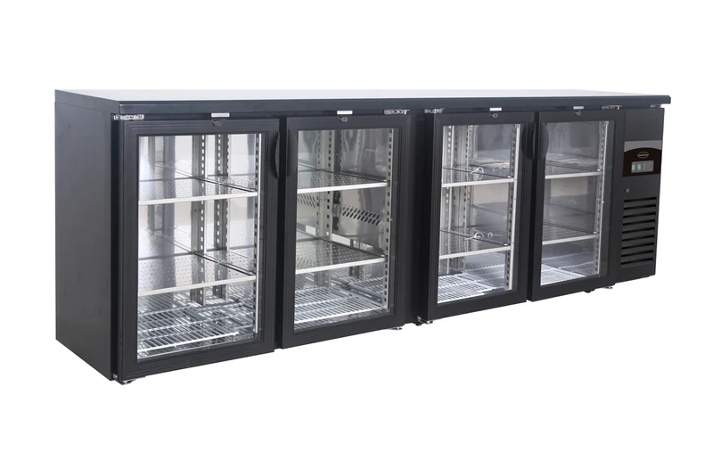 Arrière Bar Réfrigérée Noir 4 Portes En Verre *Transport Sur Demande* L2542