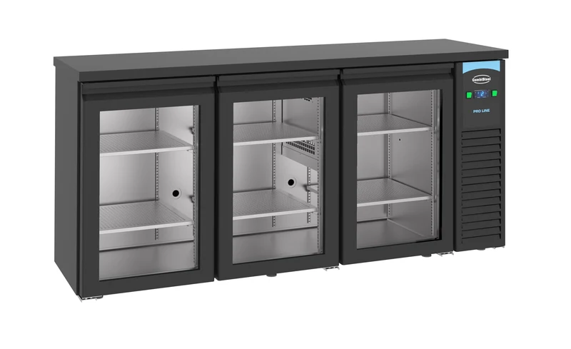 Arrière Bar Réfrigérée Noir 3 Portes En Verre L1940