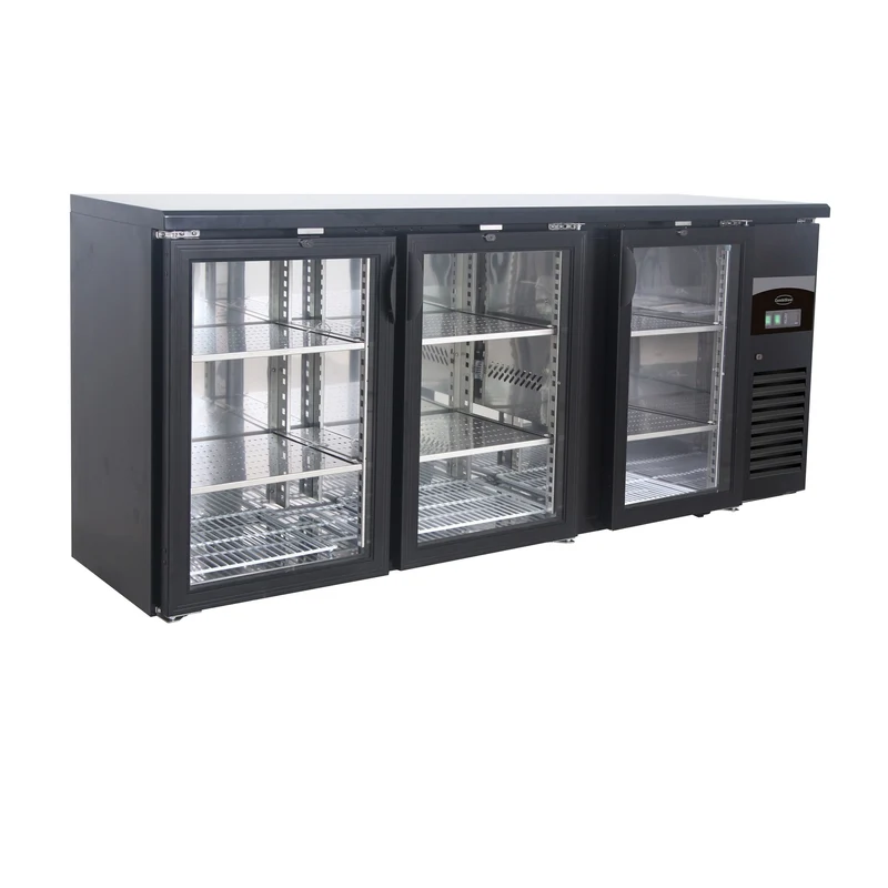 Arrière Bar Réfrigérée Noir 3 Portes En Verre L2002