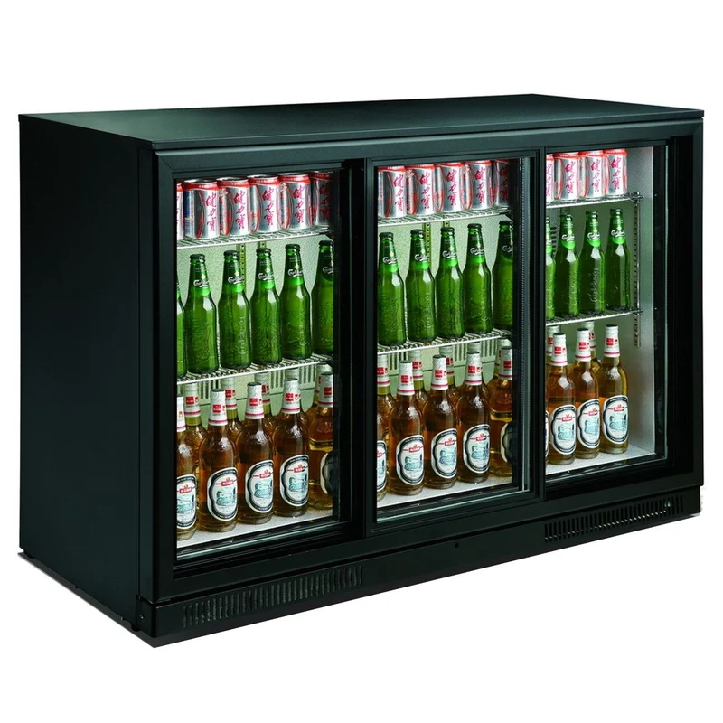 Arrière Bar Réfrigérée Noir 3 Portes Coulissantes L1335