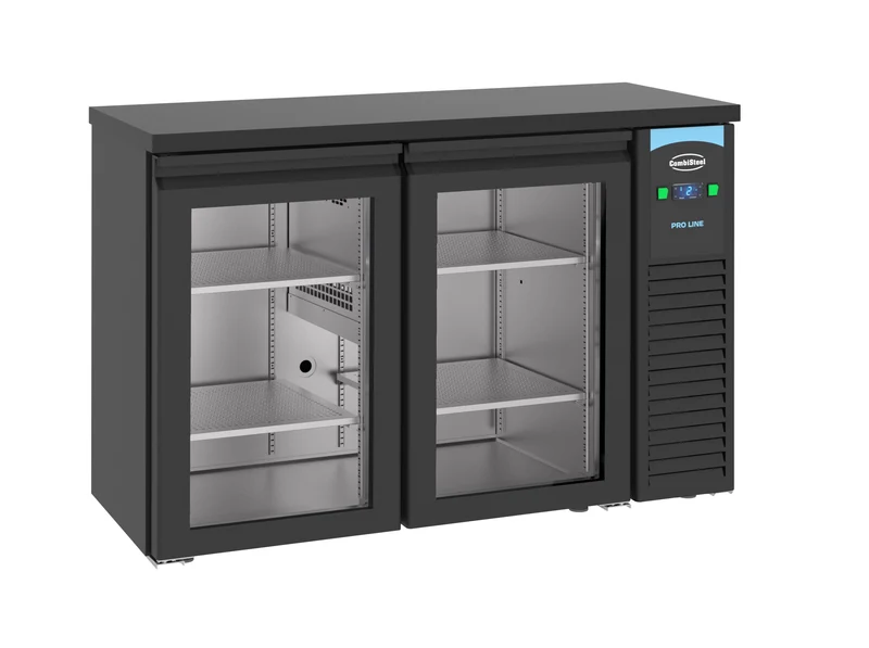 Arrière Bar Réfrigérée Noir 2 Portes En Verre L1380