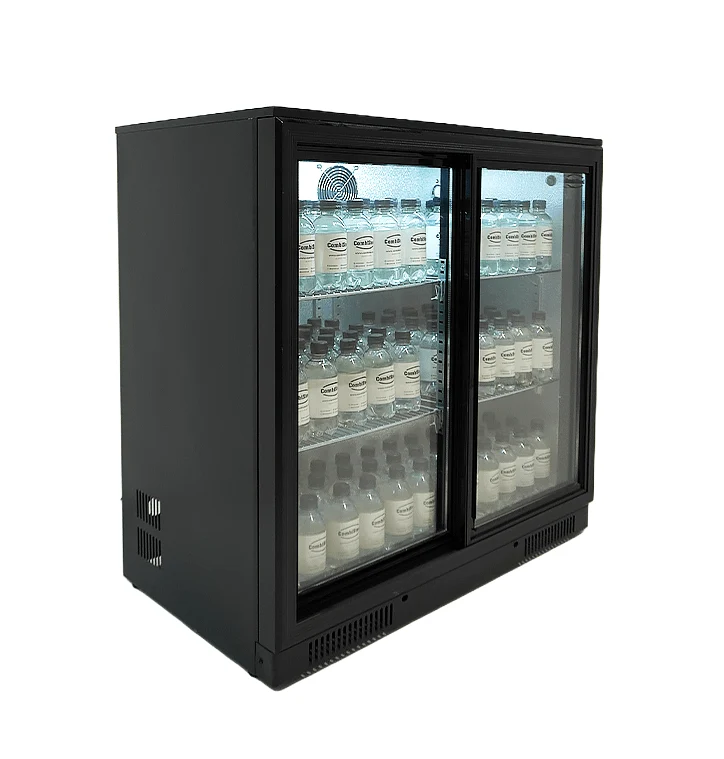 Arrière Bar Réfrigérée Noir 2 Portes Coulissantes L900