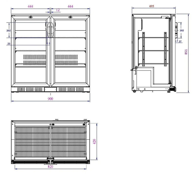 Arrière Bar Réfrigérée Noir 2 Portes L900 (7527.0035)