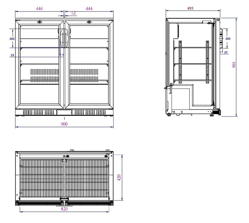 Arrière Bar Réfrigérée Noir 2 Portes L900 (7527.0010)