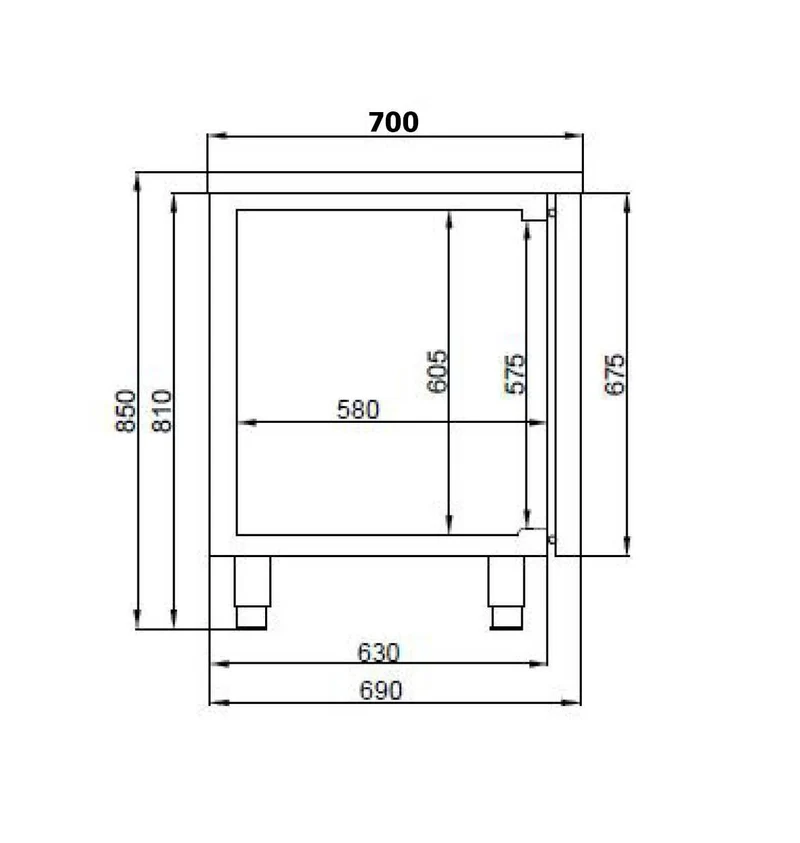 Table Réfrigérée Inox 304 4 Portes 2060 Sans Groupe – Réfrigérateur, -2/+8 °C