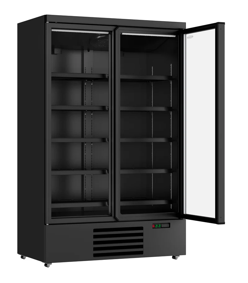 Armoire Réfrigérée Vitrée 2 Portes Jde-1000R Noire – Réfrigérateur, 0/+10 °C