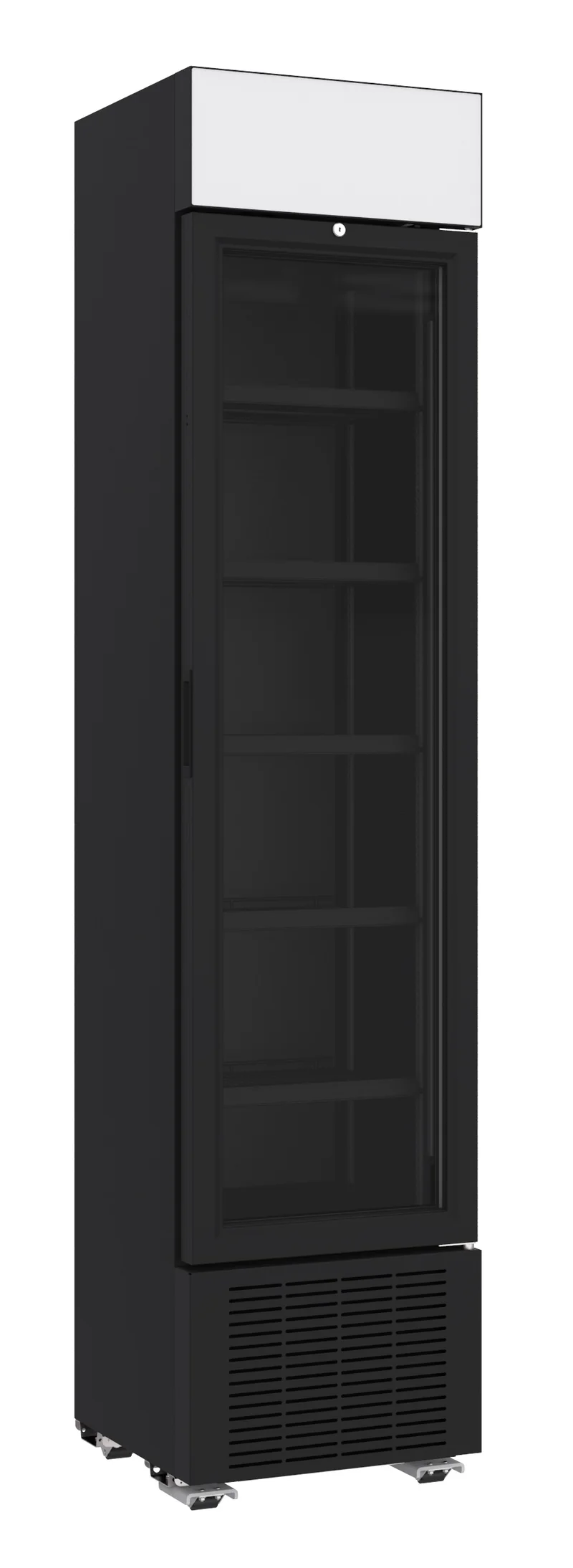 Armoire Réfrigérée Vitrée 1 Porte 232L Noire Bandeau – Vitrine à Boissons, +4/+10 °C