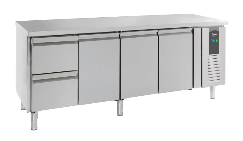 Table Réfrigérée Inox 3 Portes 2 Tiroirs L2230 – Réfrigérateur, +2/+8 °C
