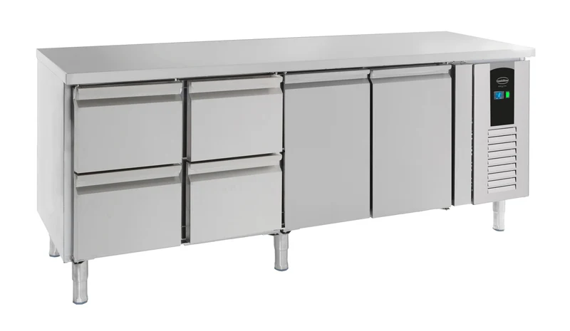 Table Réfrigérée Inox 2 Portes 4 Tiroirs L2230 Energy Line – Réfrigérateur, +2/+8 °C