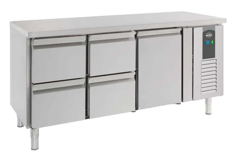 Table Réfrigérée Inox 1 Porte 4 Tiroirs L1795 – Réfrigérateur, +2/+8 °C