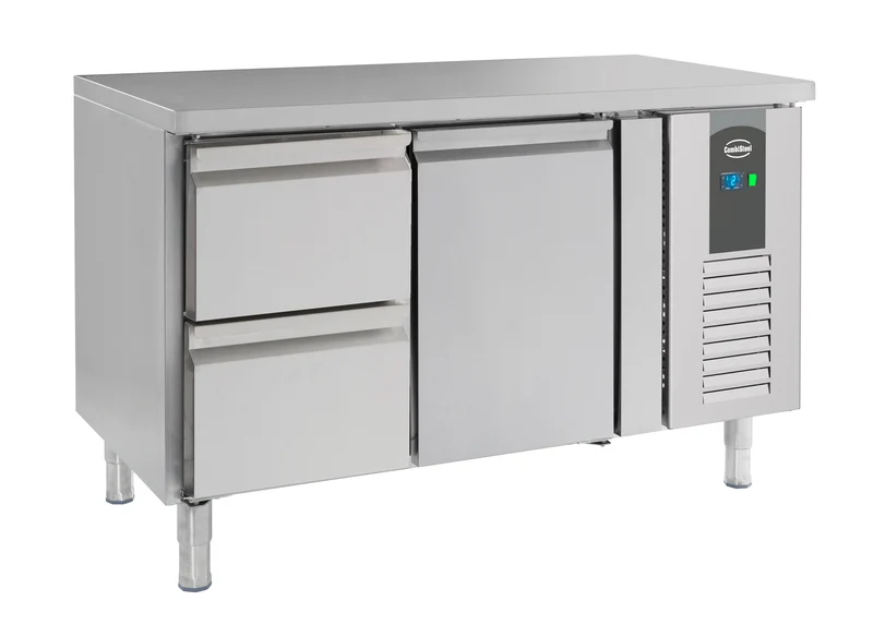 Table Réfrigérée Inox 1 Porte 2 Tiroirs L1360 – Réfrigérateur, +2/+8 °C