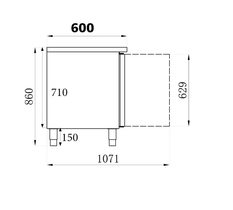 Table Réfrigérée Inox 4 Portes P600 L2230 – Réfrigérateur, +2/+8 °C