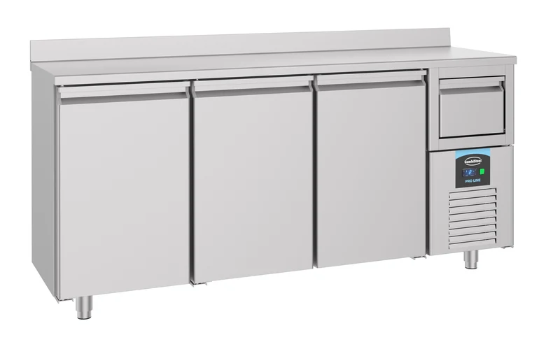 Table Réfrigérée à Café Inox 3 Portes P600 Avec Tiroir Marc – Réfrigérateur, -2/+8 °C