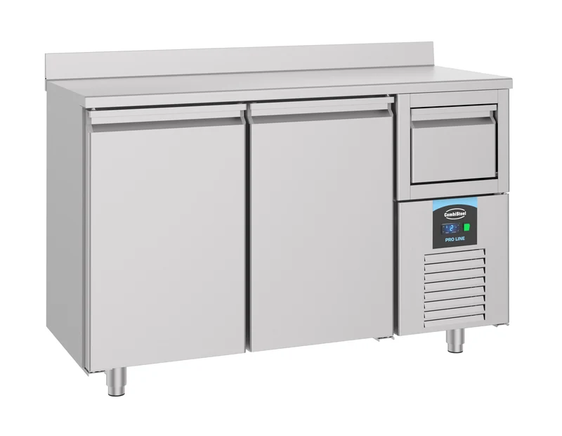 Table Réfrigérée à Café Inox 2 Portes P600 Avec Tiroir Marc – Réfrigérateur, -2/+8 °C