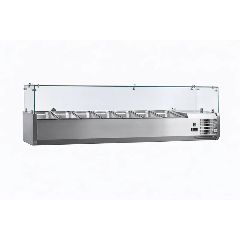 Vitrine à ingrédients inox, 1600mm, 7 GN1/3-150, +2/+8°c