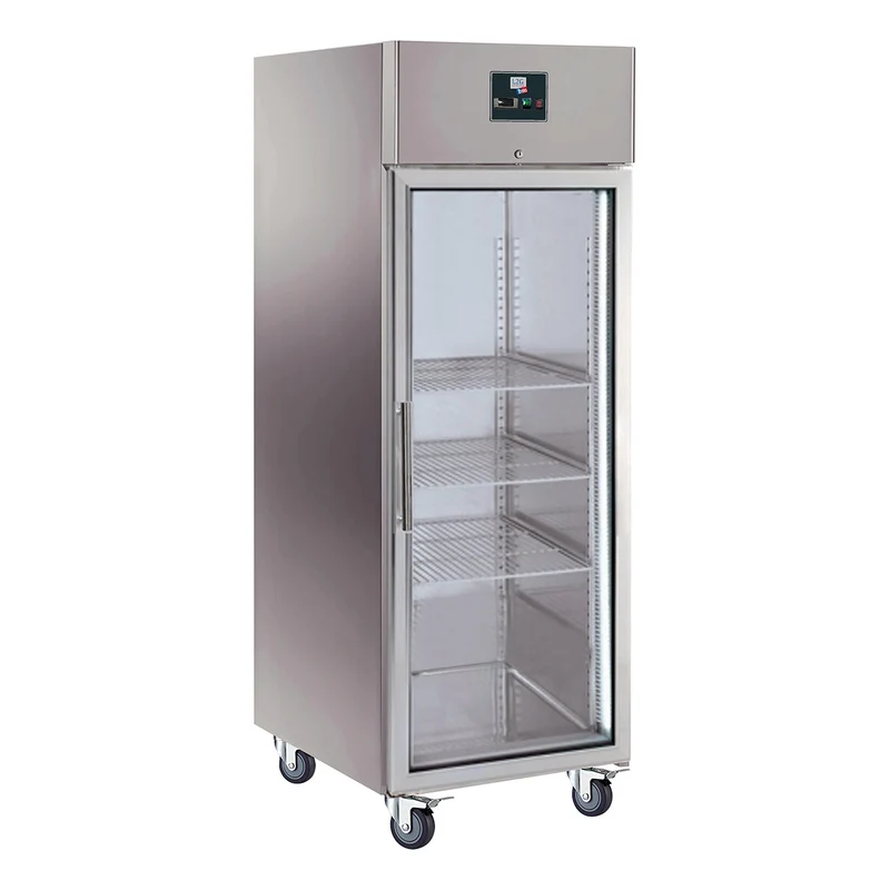 Armoire réfrigérée positive inox, 1 porte vitrée 650 litres