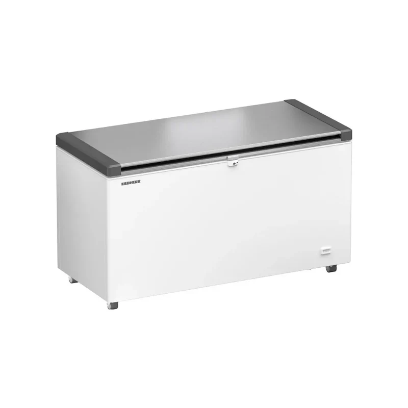 Congélateur coffre en epoxy blanc + couvercle inox - 404 litres