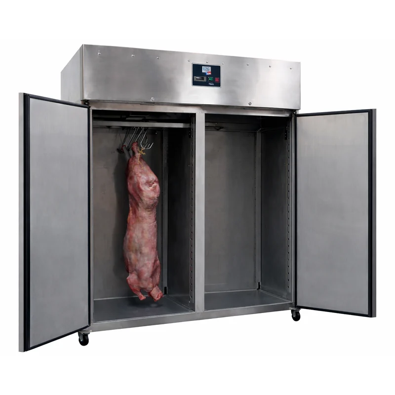 Armoire à gibier réfrigérée inox roulante, 2 portes -2/+8°c 1400L