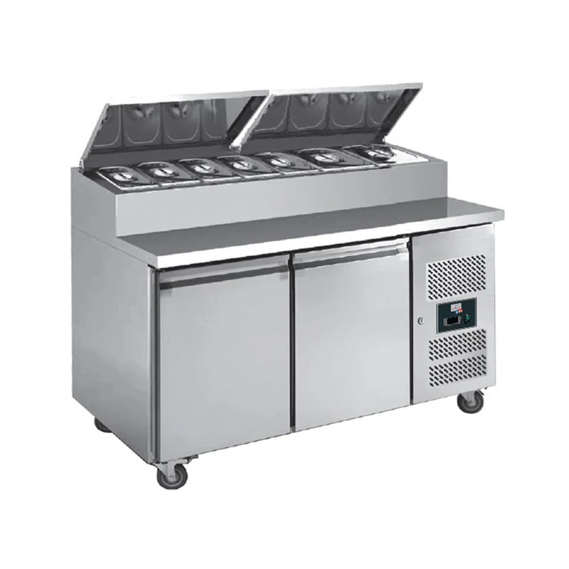 Tables à sandwichs groupe latéral avec couvercle inox, 2 portes, +2/+8°c
