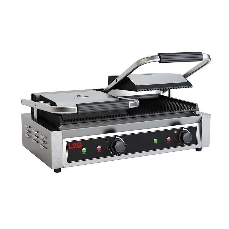 Grill panini double dessus et dessous rainurés