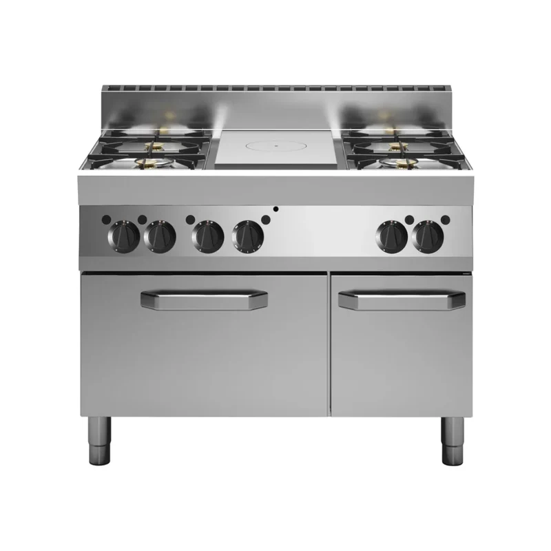 Plaque coup-de-feu + 4 feux vifs sur four à gaz 1100x650x870 27,2kW