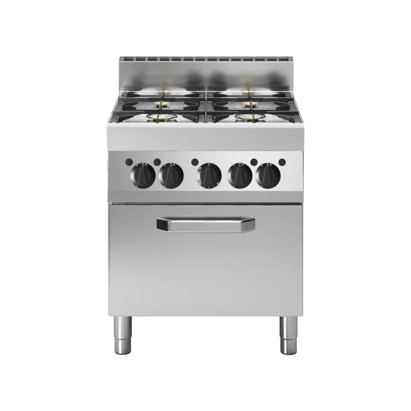 Fourneau 4 feux vifs sur four à gaz 700x650x850 22,2kW
